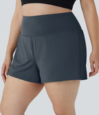 Short 8,8cm Sport Grande Taille 2 en 1 avec Poches Arrière et Poches Latérales Cachées