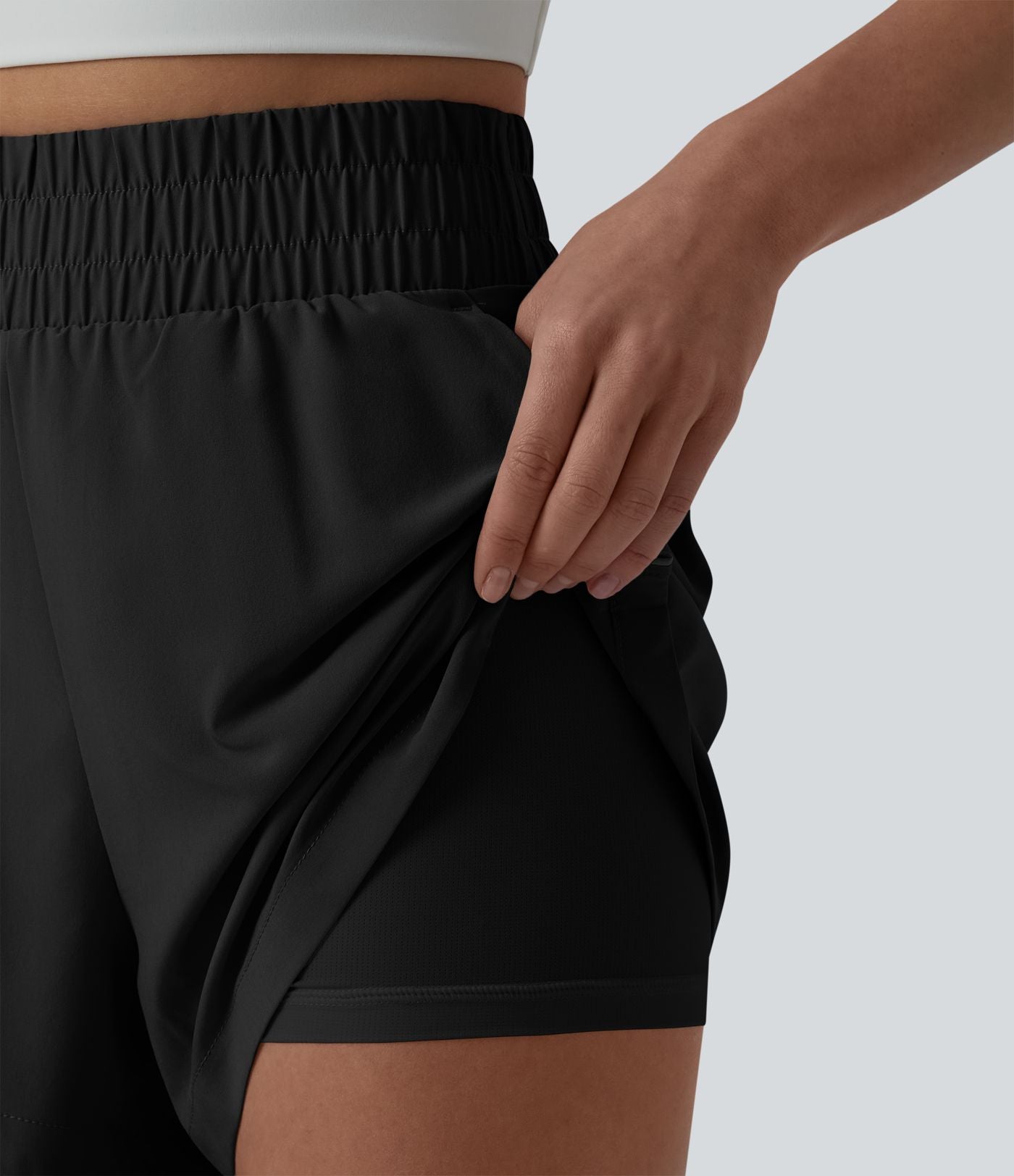 Short sport 2-en-1 taille haute réfléchissant à séchage rapide Breezeful™ avec poches