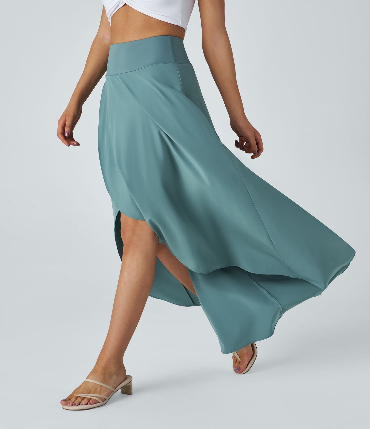 Jupe Longue Casual Breezeful™ Taille Haute à Volants 2en1 Fluide Sèchement Rapide Quotidien Maxi