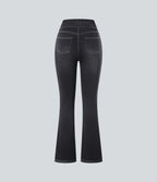Halara Flex™ Jean bootcut décontracté extensible délavé taille haute à poches multiples