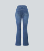 Halara Flex™ Jean bootcut décontracté extensible délavé taille haute à poches multiples