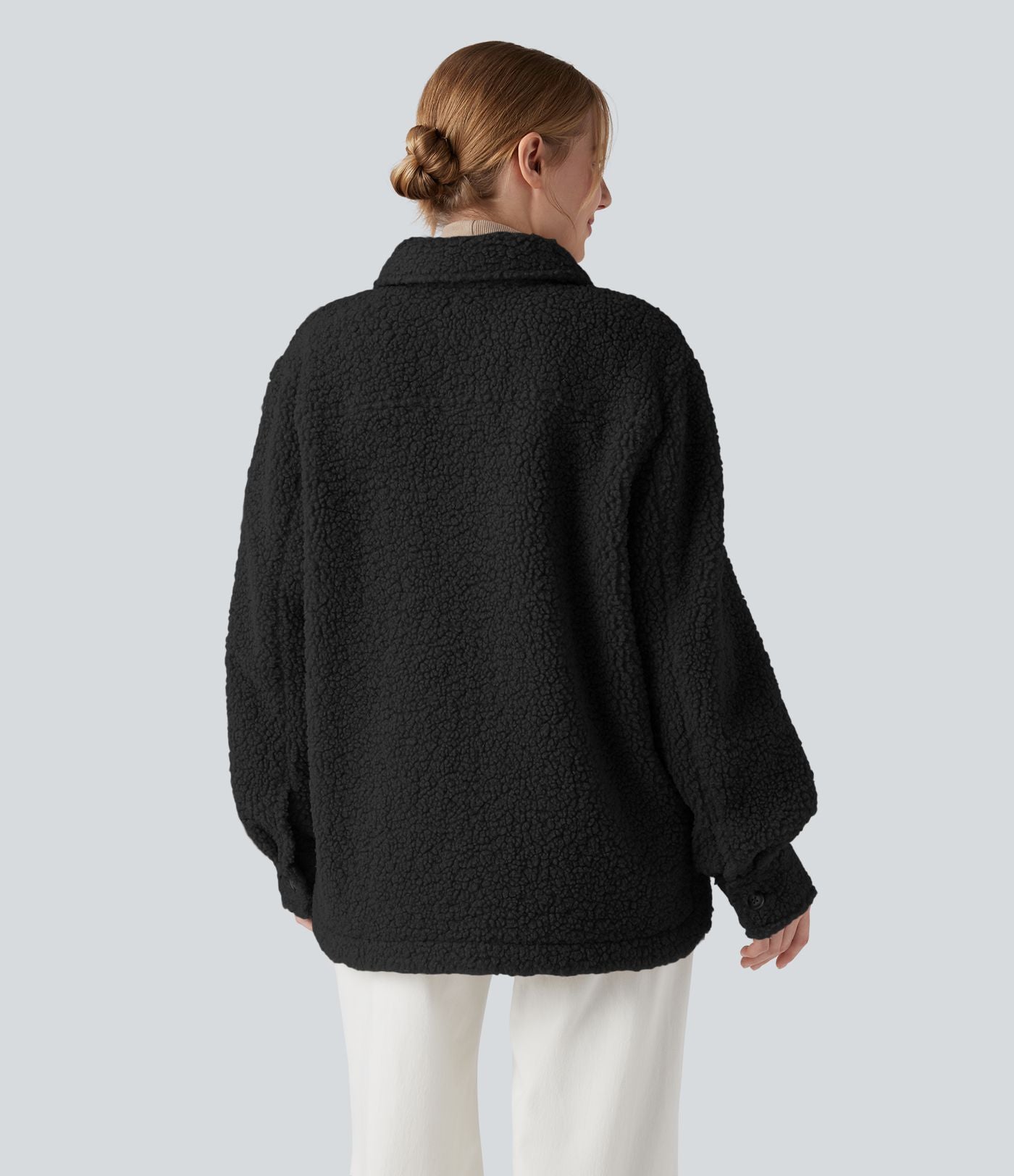 Veste sherpa à col à manches longues avec poches