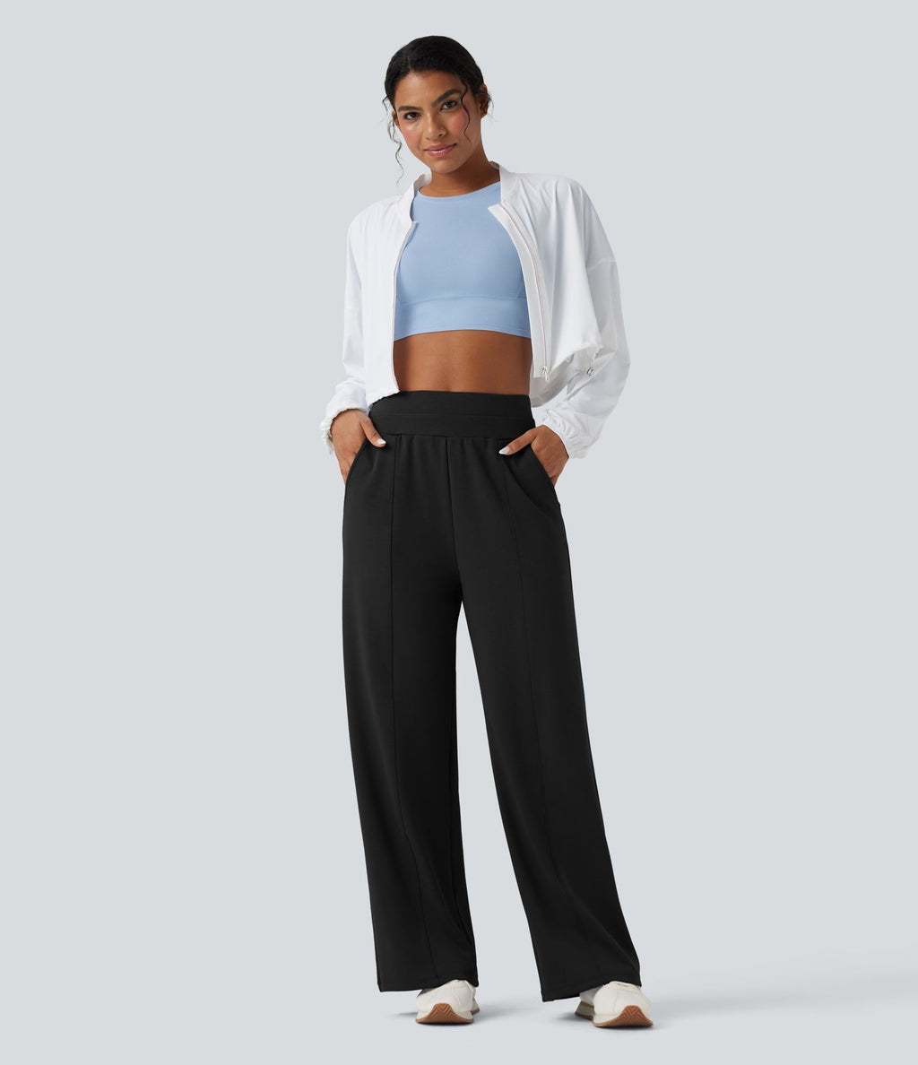 Pantalon de yoga ample taille haute avec poches