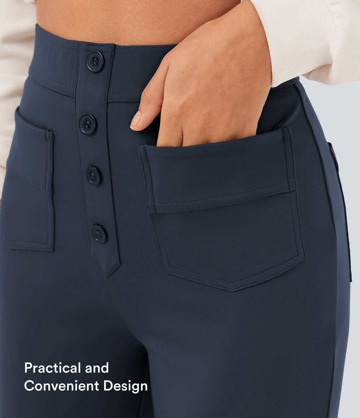 Pantalon taille haute coupe droite DayStretch avec poches