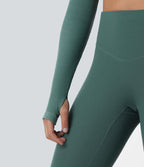 OneForm Seamless Flow Top de sport court yoga dos nu à manches longues raglan avec passants pouces
