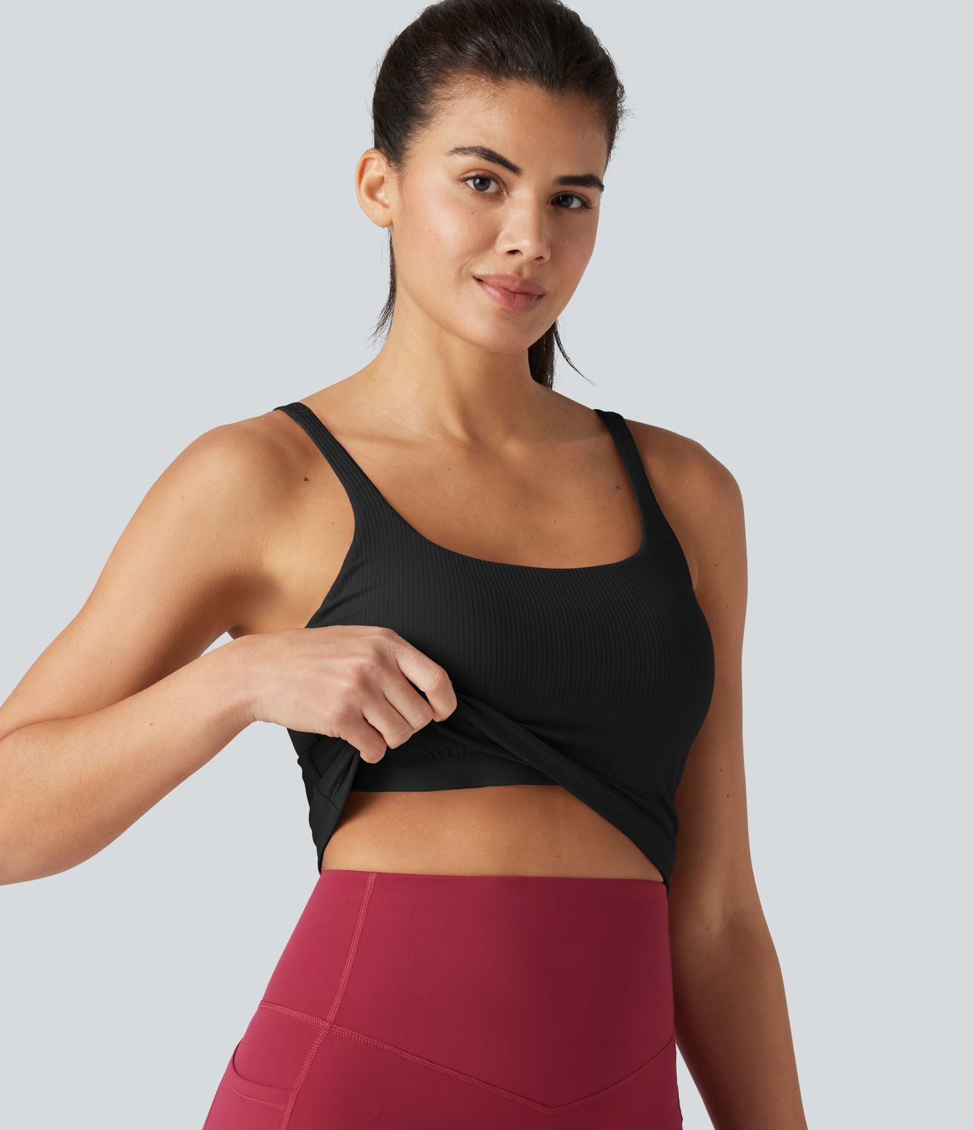 Débardeur de danse dos nu col U avec soutien-gorge intégré