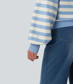 Pull casual col rond à manches longues à rayures