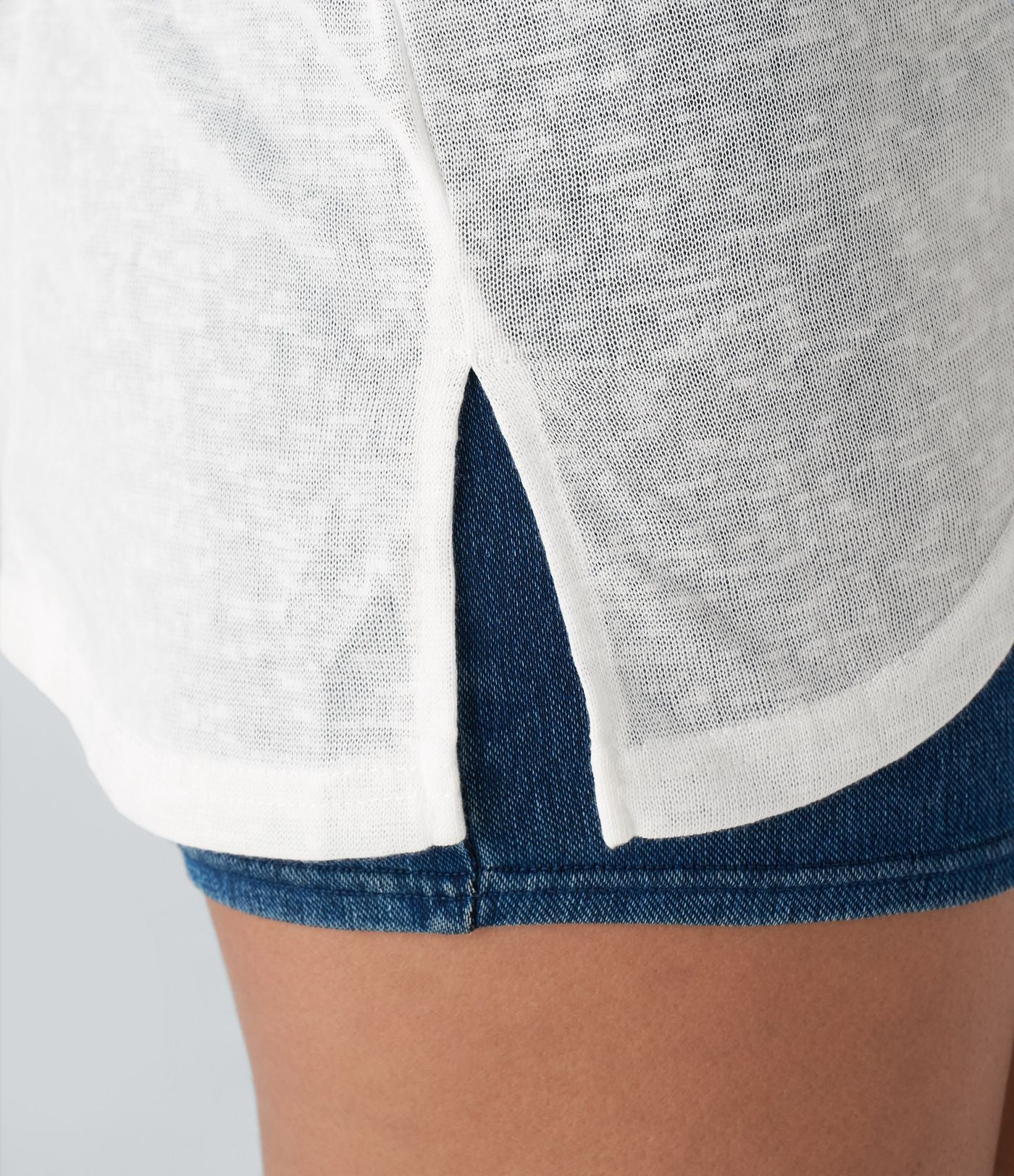 Top Casual Oversize Asymétrique Ourlet Fendu Transparent