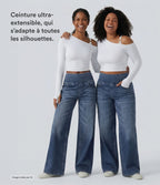 Halara Flex™ Jean large casual baggy taille mi-haute en lyocell drapé effet délavé, avec poches