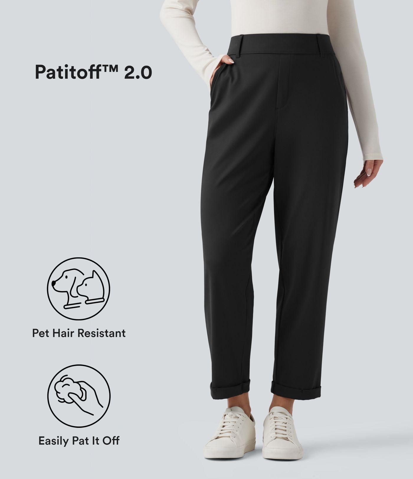 Patitoff™ 2.0 Pantalon casual fuselé taille haute anti-poils d'animaux avec poches
