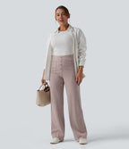 Halara Flex™ Pantalon tailleur pied-de-poule coupe droite taille haute avec poches
