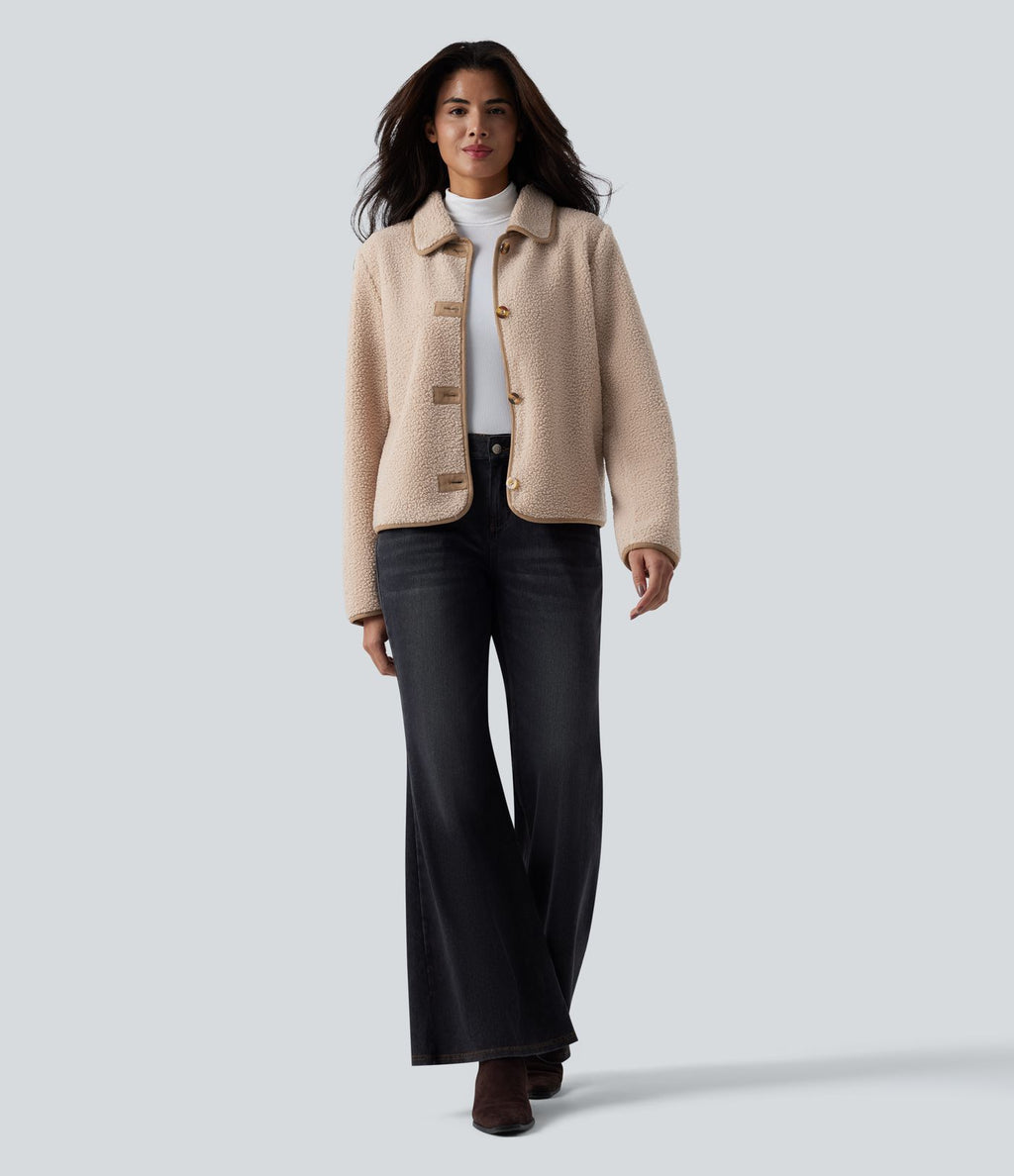 Veste casual sherpa col manches longues avec poches