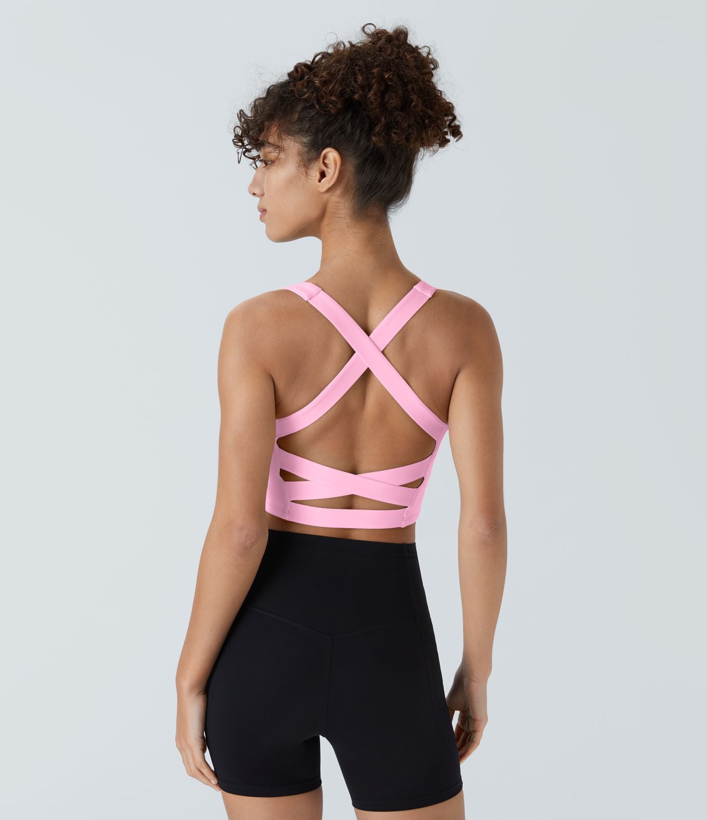 Débardeur yoga court SoftlyZero™ Airy col carré dos nu bretelles croisées effet frais InstantCool, bonnets A-C, protection solaire UPF50+