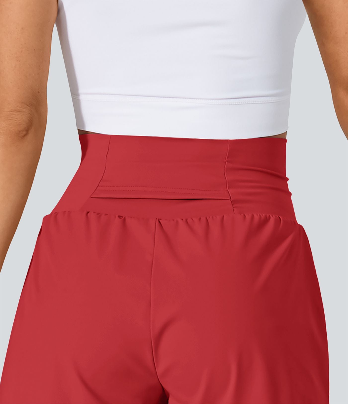 Short 7,5cm Yoga 2 en 1 Super Taille Haute Poches Arrière Poches Cachées Latérales