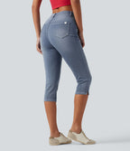 Halara Flex™ Jean slim casual capri taille haute avec fentes et poches