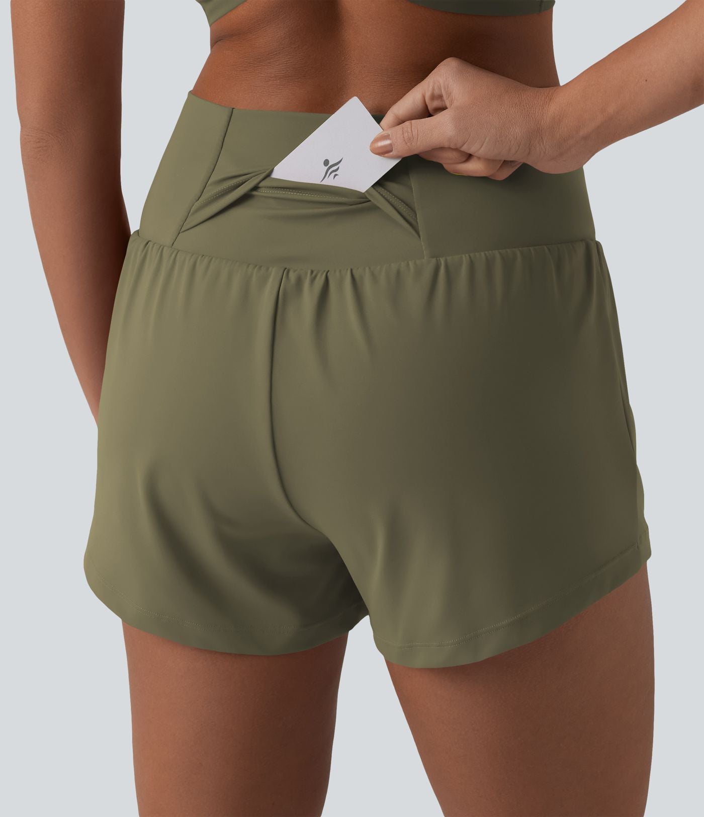 Short de yoga 2-en-1 SoftlyZero™ Airy croisé taille haute 7,5 cm effet frais InstantCool avec poches