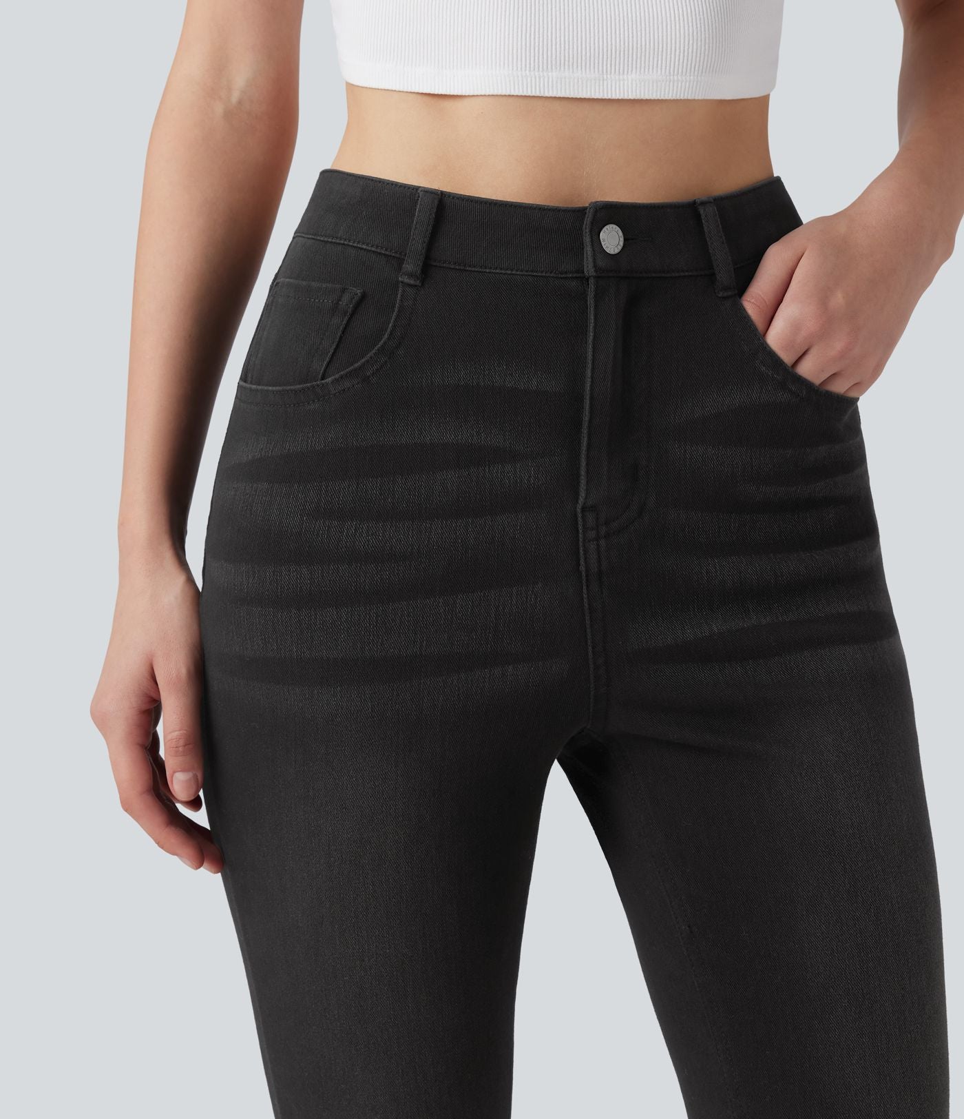 Jean ajusté décontracté Halara Flex™ taille haute avec poches