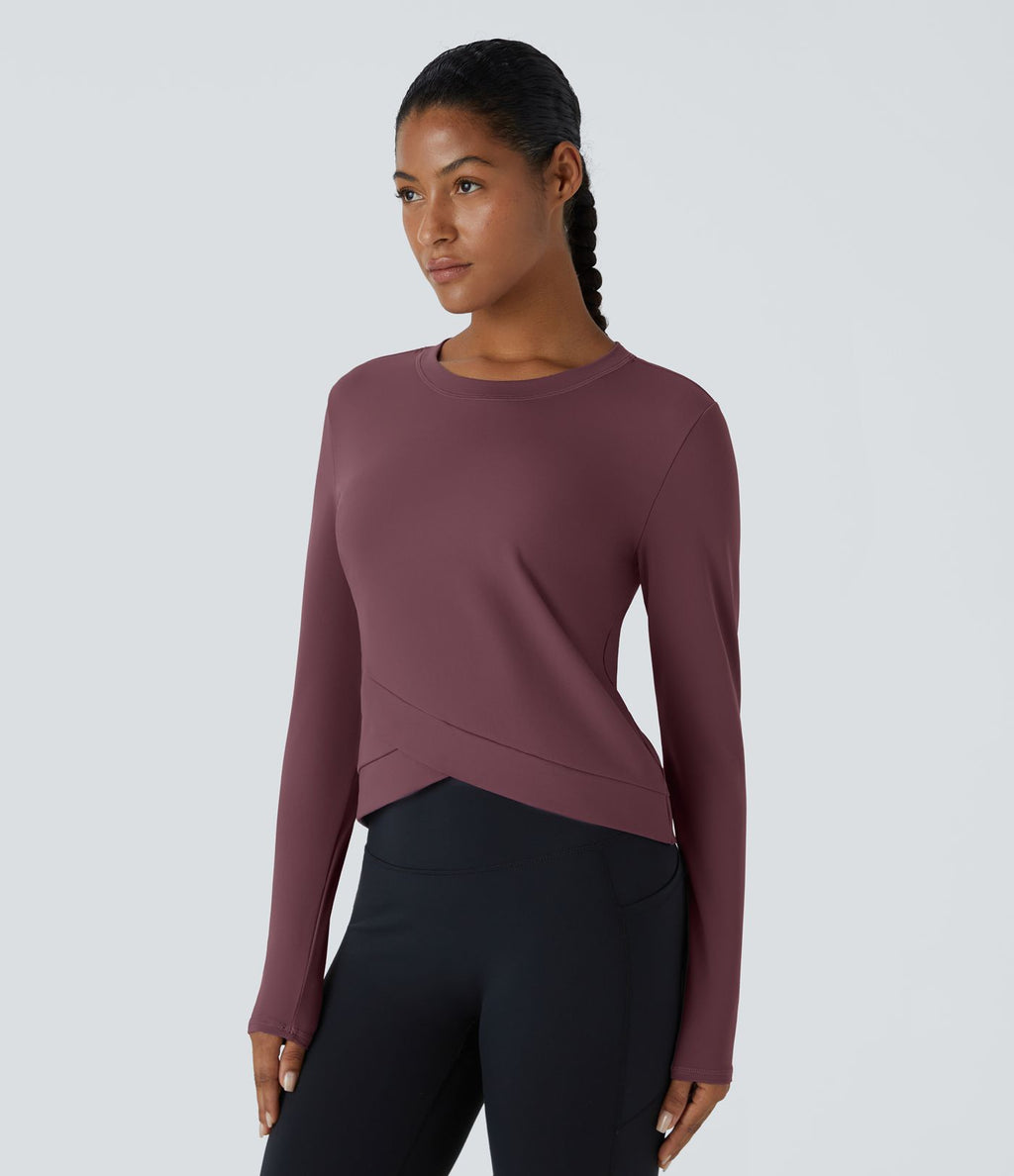 Softlyzero™ Plush Top Sport Yoga Encolure Ronde avec Ourlet Croisé