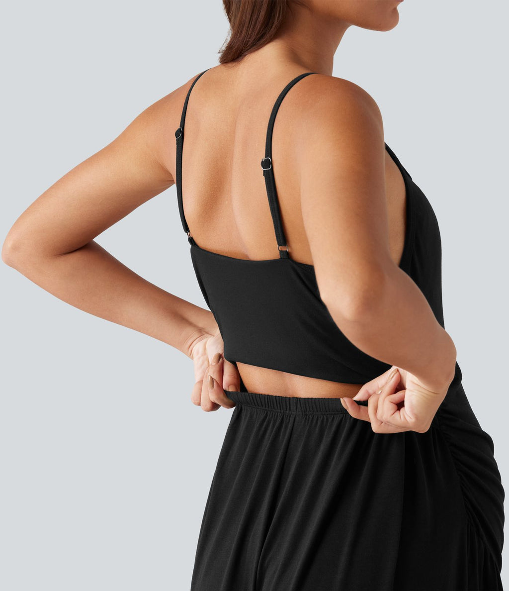 Combinaison de maternité chinée à jambes larges avec poches et accès facile Easy Peasy