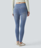 Legging 7/8 skinny en denim Halara Flex™ taille haute gainant avec poches