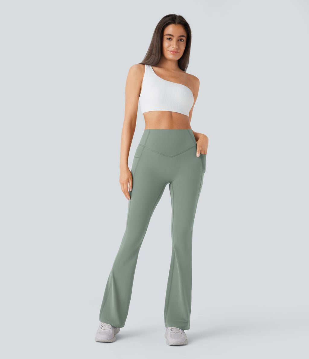Pantalon de yoga à coupe bootcut gainant galbant taille haute avec effet scrunch et poches Halara UltraSculpt™