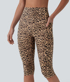 Legging 3/4 de yoga taille haute gainant imprimé léopard Halara UltraSculpt™ avec poches
