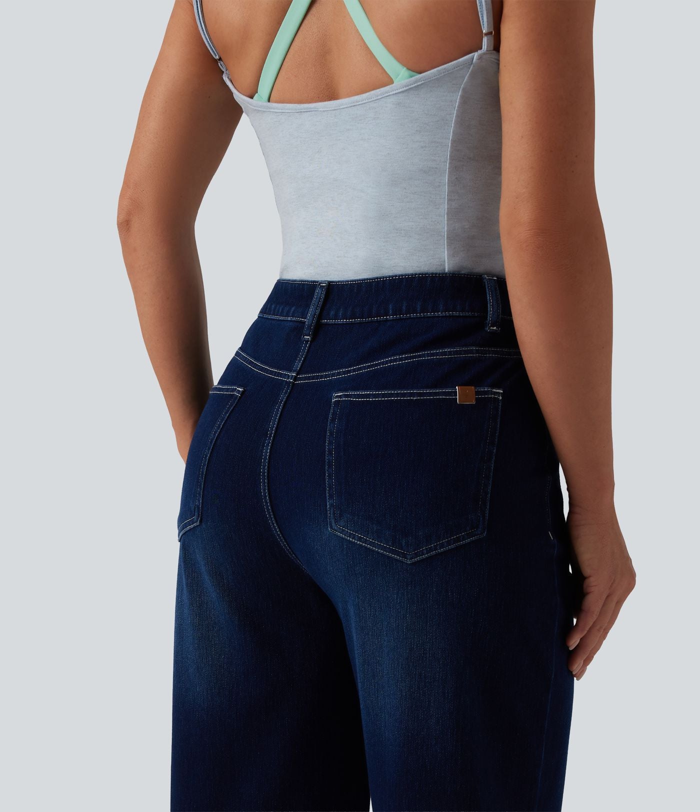 Halara Flex™ Jean coupe droite décontracté taille mi-haute avec poches