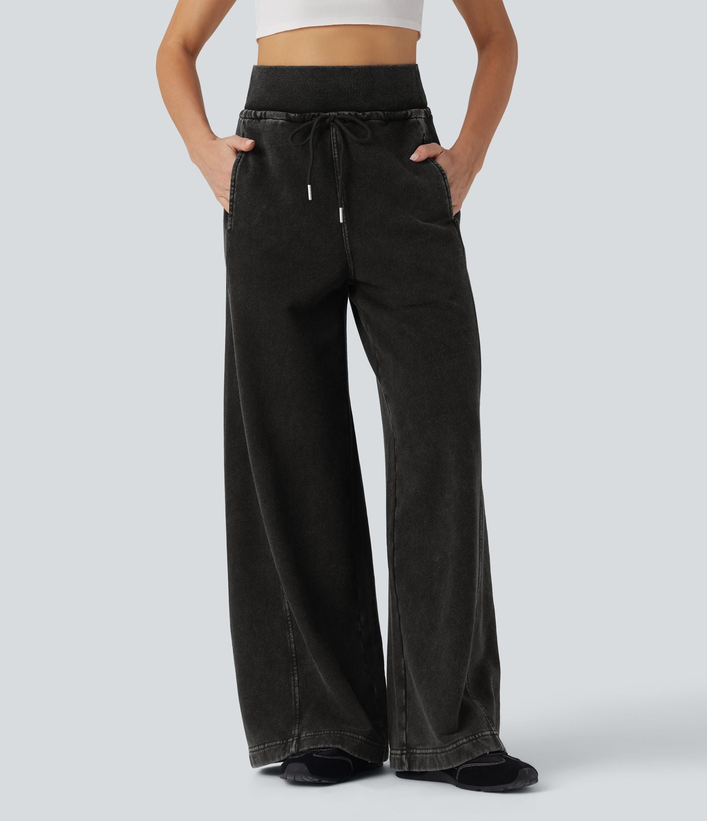 Jean jogging baggy Halara Flex™ molleton français taille haute avec cordon de serrage et poches