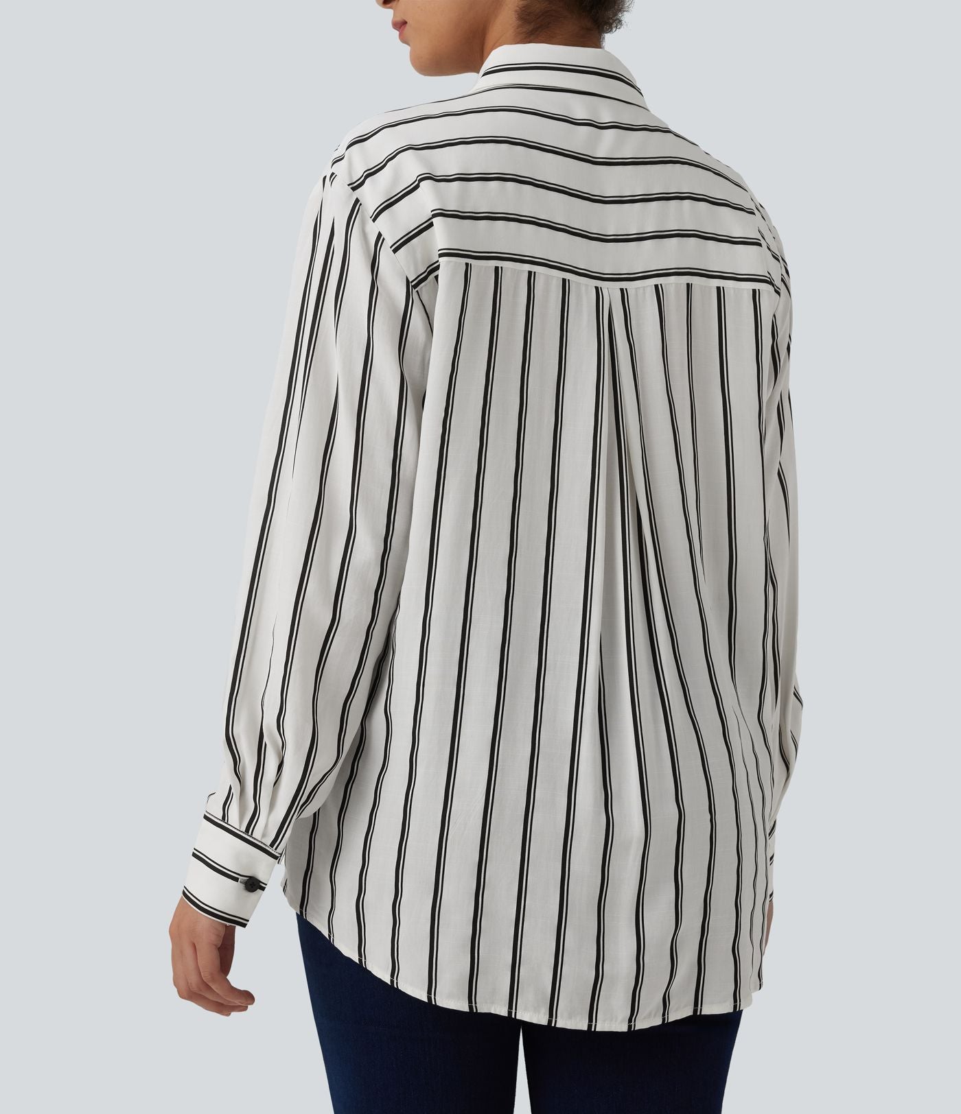 Chemise décontractée à rayures manches longues avec poches