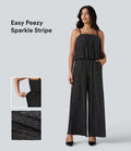 Combinaison Easy Peasy sans manches à ourlet volanté, rayures sparkle, avec poches
