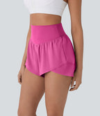 Breezeful™ Short yoga taille haute avec poche arrière ourlet croisé séchage rapide