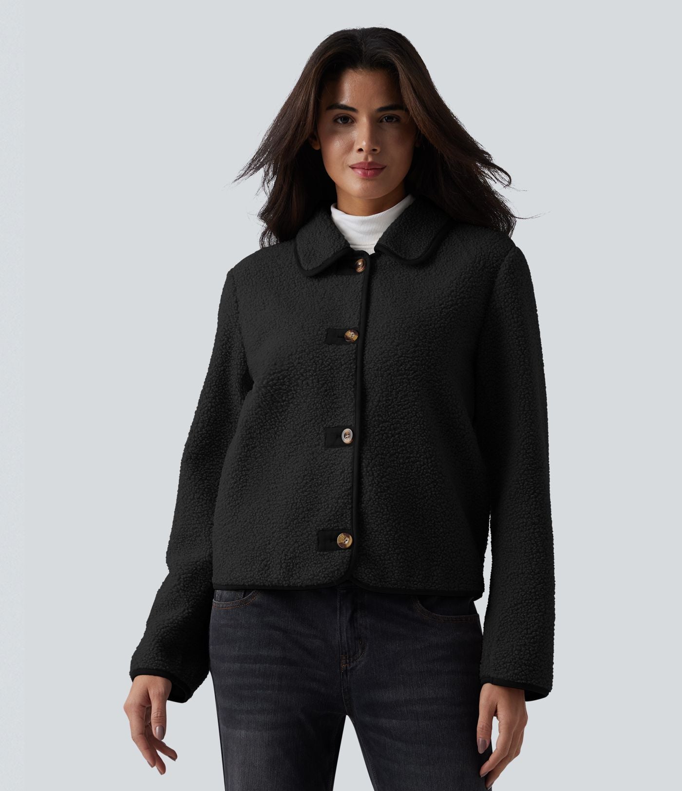Veste casual sherpa col manches longues avec poches