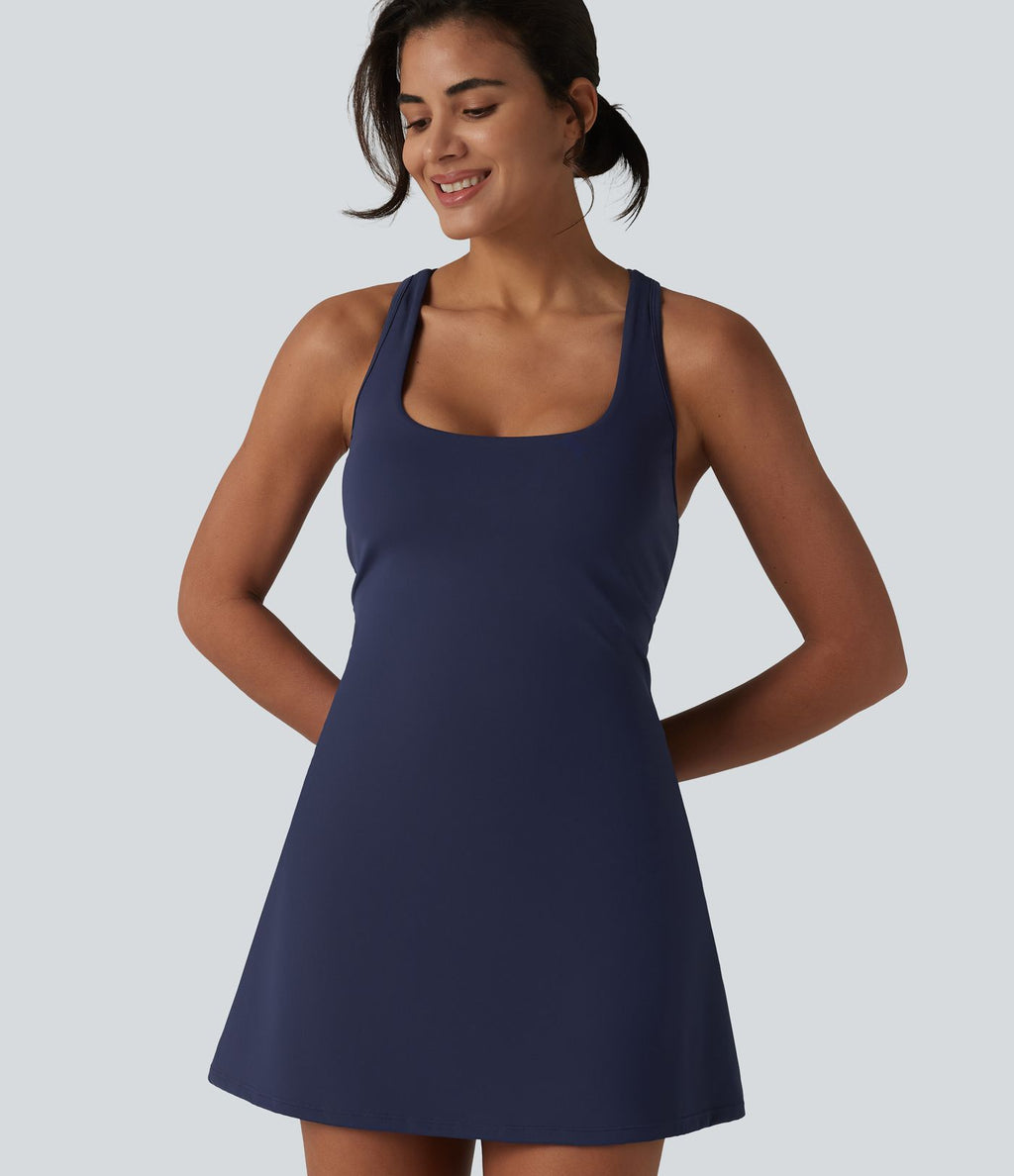 Robe de sport SoftlyZero™ Airy 2-en-1 à dos nageur croisé en mesh respirant avec brassière intégrée et effet frais InstantCool avec poches, protection solaire UPF50+