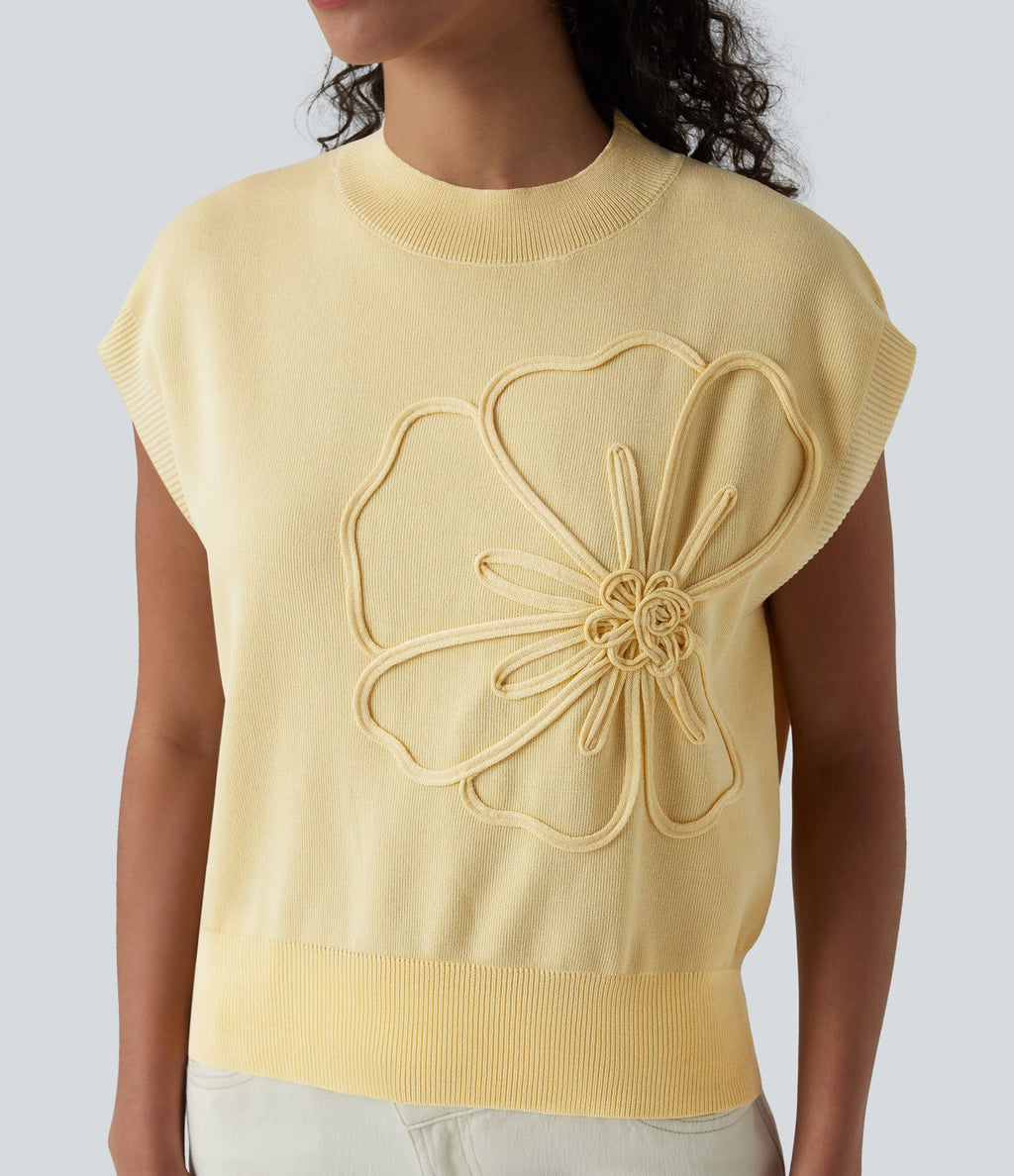 Pull décontracté sans manches col rond