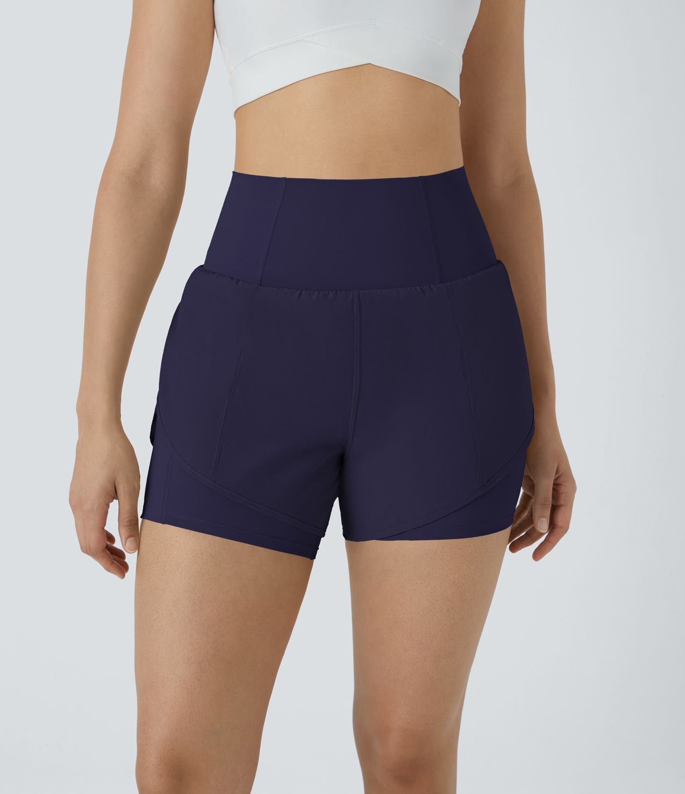 Breezeful™ Short 8,8cm Yoga Séchage Rapide 2 en 1 Taille Super Haute Ourlet Courbé Poches Latérales