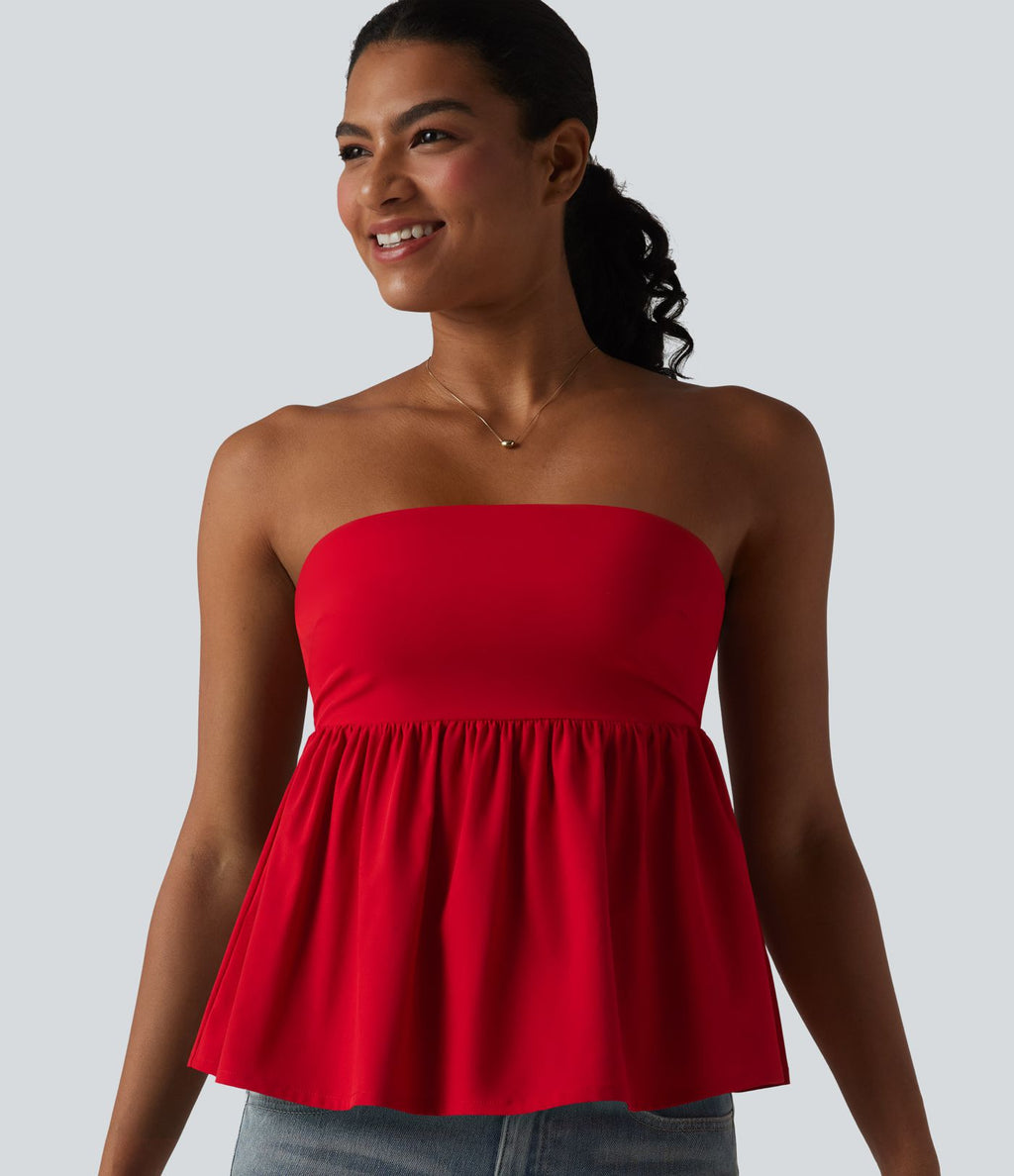 Haut bandeau babydoll Breezeful™ à smocks, bas volanté et séchage rapide