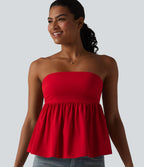 Haut bandeau babydoll Breezeful™ à smocks, bas volanté et séchage rapide