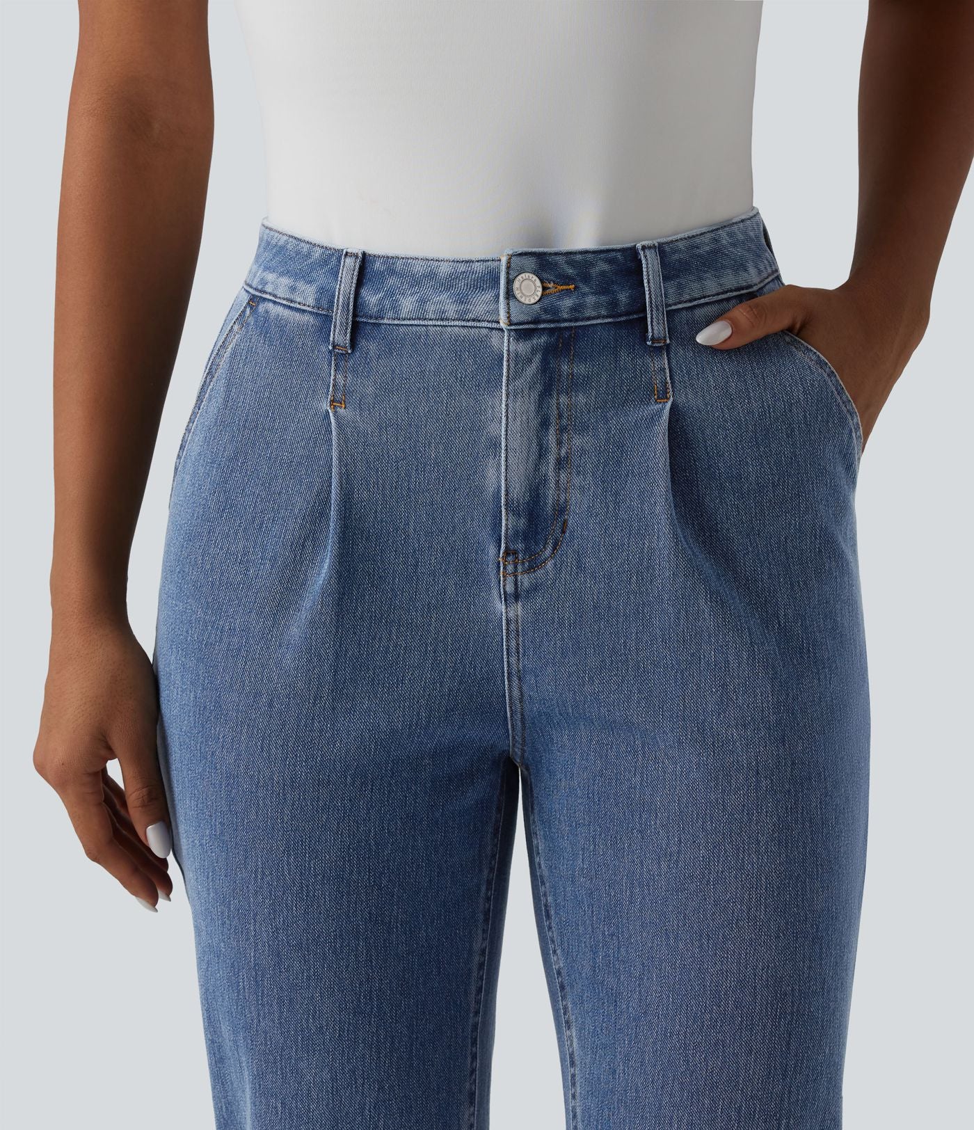 Halara Flex™ Jean droit casual 7/8 taille haute avec poches