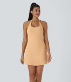 Softlyzero™ Plush Robe Sport Mini 2-en-1 à Poches Dos Nu et Col Halter