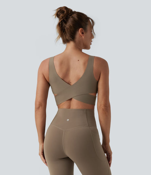 Brassière de sport d'entraînement Halara UltraSculpt™ maintien moyen col V push-up - Bonnets E-G