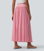 Jupe longue fluide casual à rayures taille haute avec poches