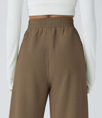 Pantalon velours côtelé de jogging décontracté à taille haute avec poches latérales