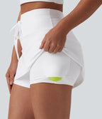 Jupe de tennis SoftlyZero™ Airy mini 2-en-1 gainante taille haute à cordon de serrage et effet frais InstantCool avec poches