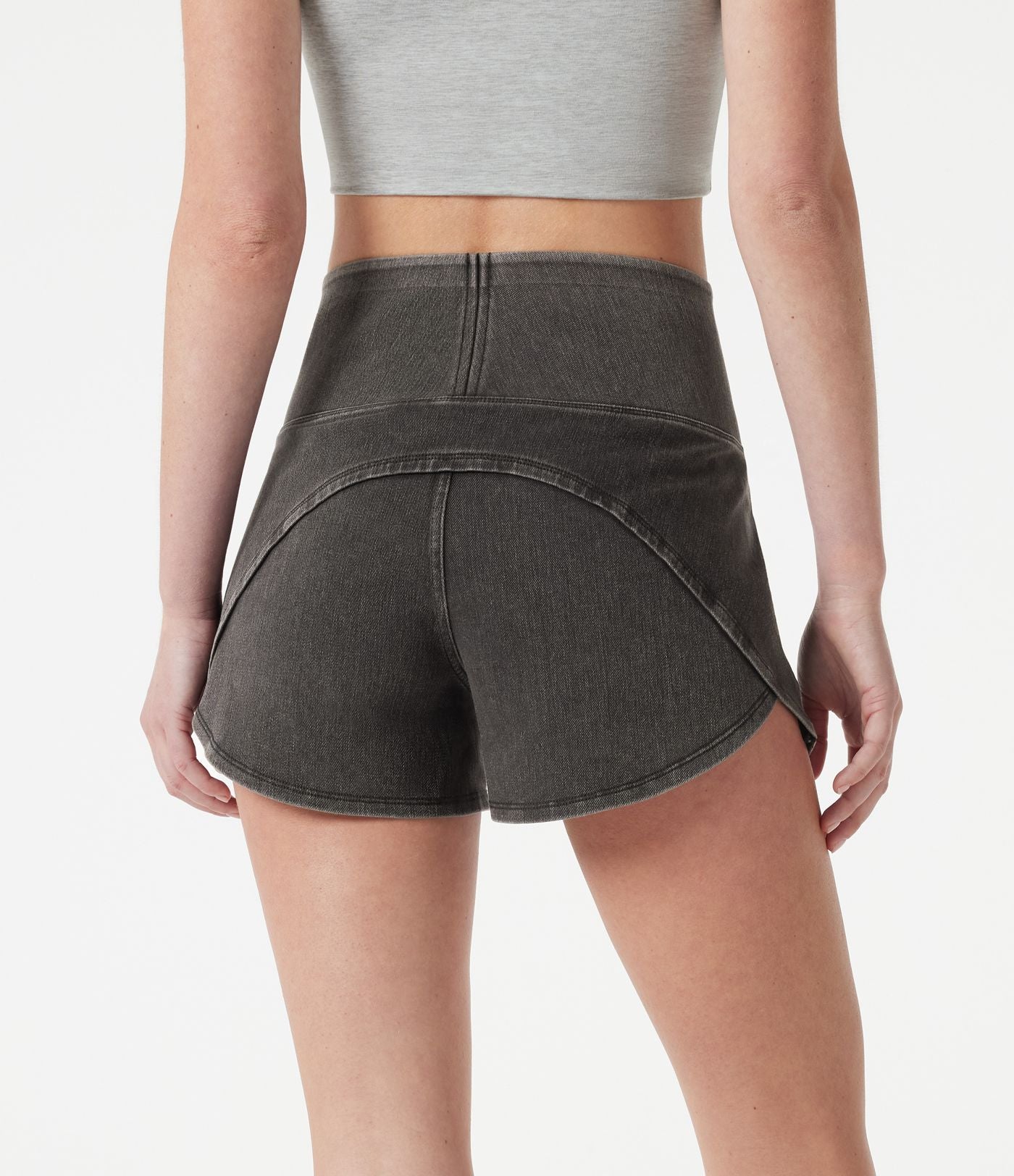 Short en jean casual moulant taille haute Halara Flex™ à ourlet incurvé avec poches