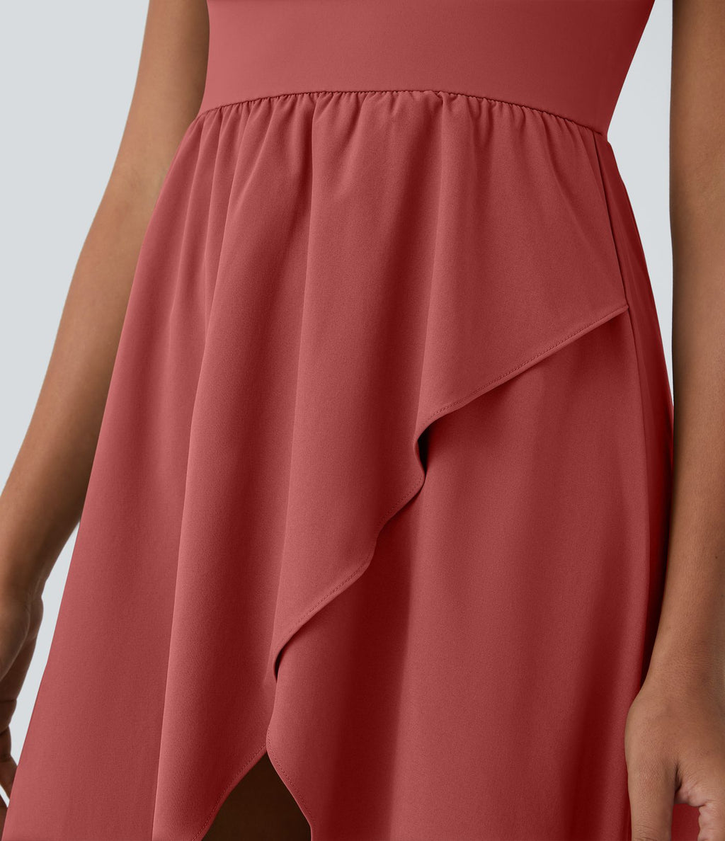 Breezeful™ Robe Casual 2 Pièces Dos Nu Haut Bas Poche Latérale Fluide Séchage Rapide