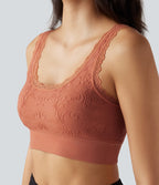 Brassière de sport yoga maintien léger col U en dentelle sans couture OneForm Seamless Flow