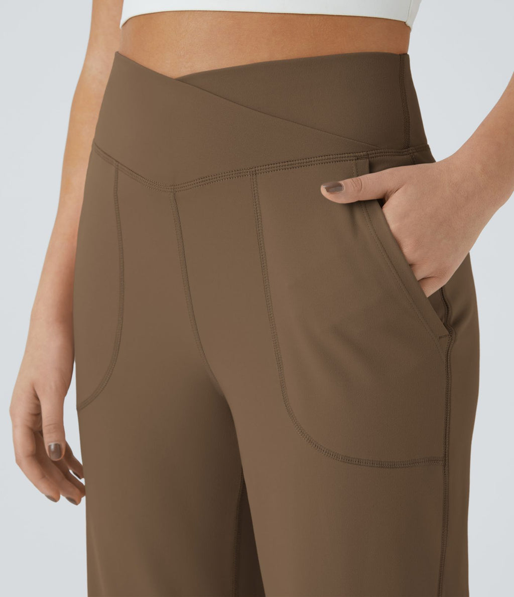 Pantalon yoga large croisé avec ourlet et poches DayStretch - Smile