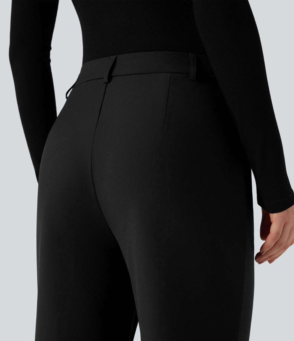 Pantalon tailleur évasé taille haute avec poches