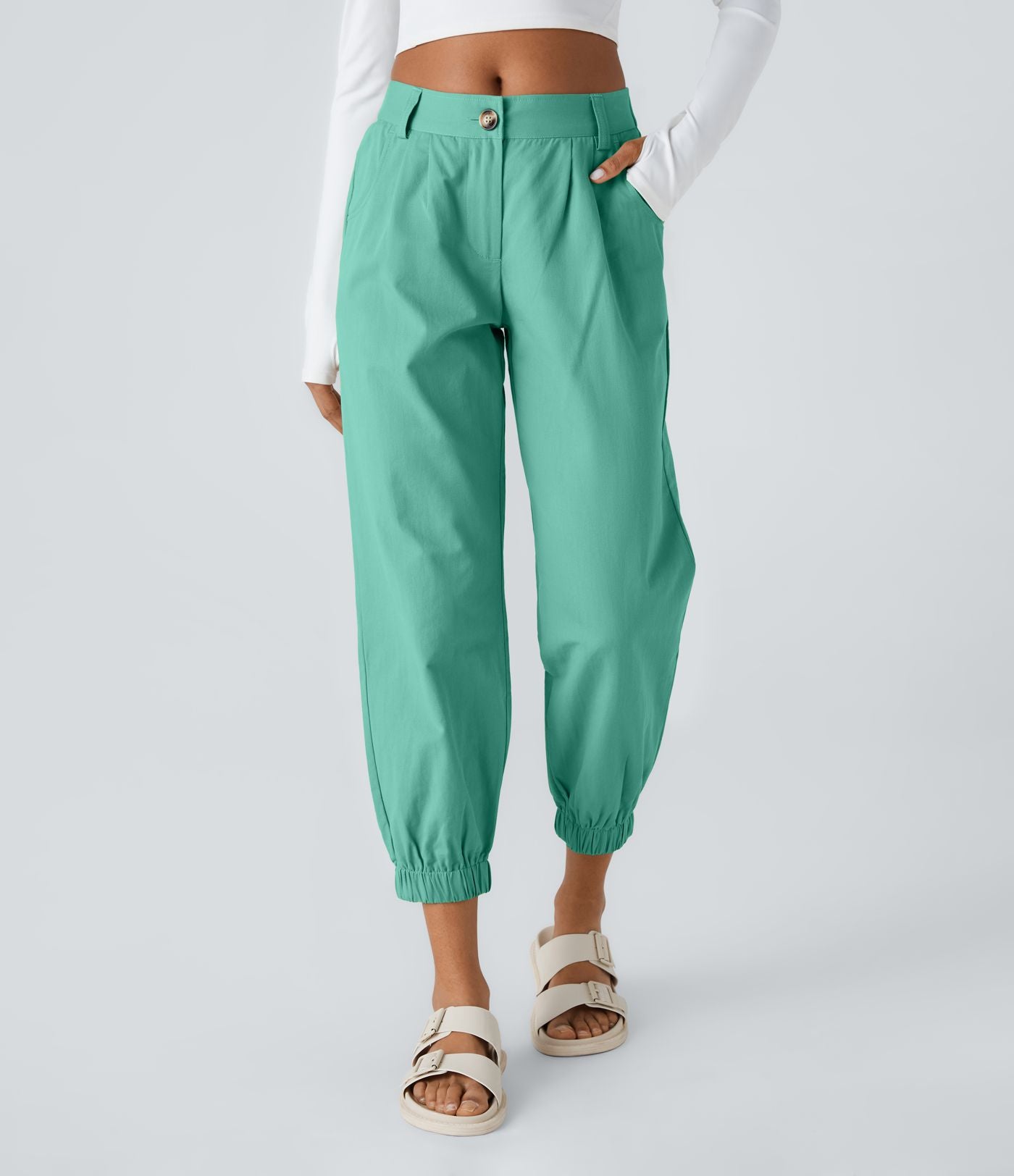 Joggings décontractés à taille mi-haute avec poches