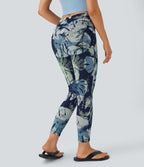 Halara Flex™ Leggings Casual en Denim Tricot Extensible à Taille Haute avec Imprimé Floral et Plusieurs Poches - 7/8